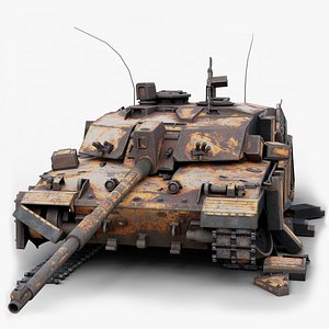 3D Challenger 2 Destroyed Tank model