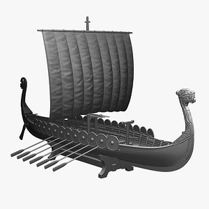 3D Drakkar Viking Ship print model