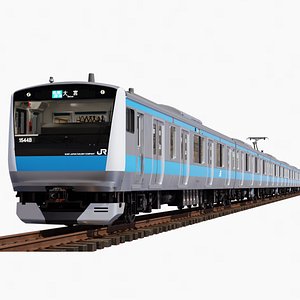 Rigged Train Japanese Locomotive Detailed Interior  Exterior Keihin-Tohoku E233 Series 3D Model 3D model