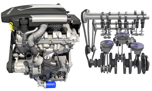 Sectioned V6 Engine with Ignition - 3D Model by 3D Horse