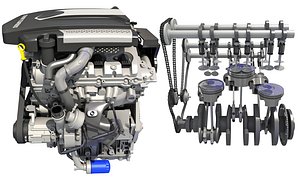 Animated V6 Engine