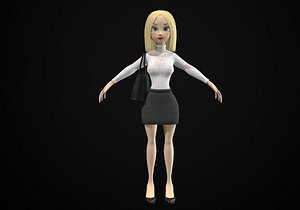 pretty blond woman low poly 3D model