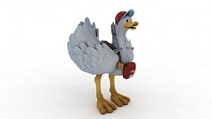 Funny  Cartoon Ostrich 3D model