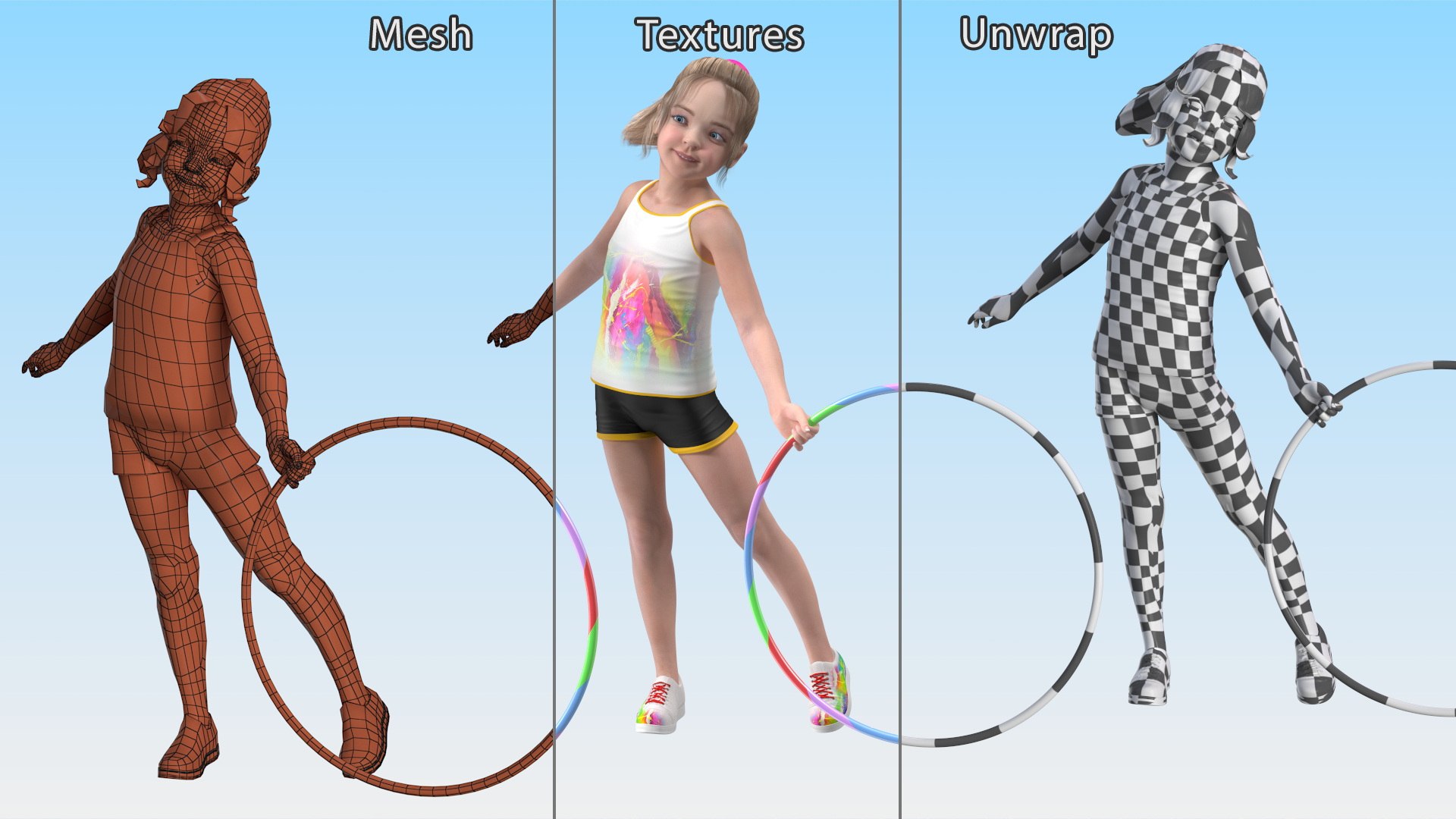 Sporty Little Girl Playing Hoop Model - TurboSquid 2084376