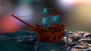stylized pirate ship 3D
