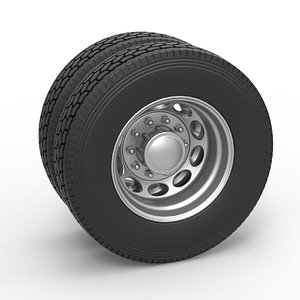 Rear custom wheel of semi truck Version 20 Scale 1 to 25