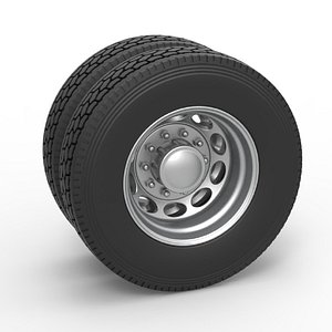 Rear custom wheel of semi truck Version 20 Scale 1 to 25