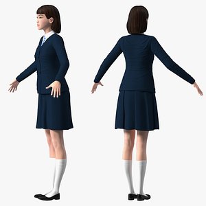 3D model Chinese Schoolgirl Rigged for Modo