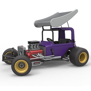 Vintage Winged Supermodified stock car for Dirt while turning Scale 1 to 25 3D model