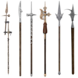 Spear And Halberd Weapon Rig collection 3D model