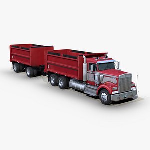 w900 dump truck trailer 3D model
