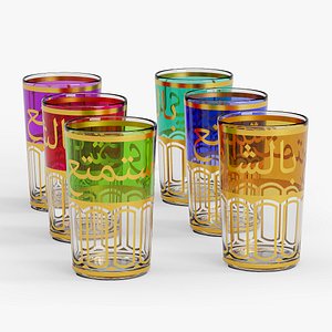 Modern colored Moroccan tea glasses 3D model