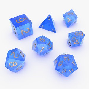 Role Playing Glass Dice Set 3D