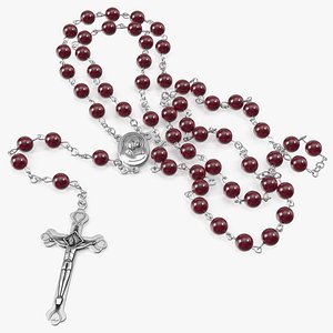 Rosary Beads with Crucifix Red 3D model