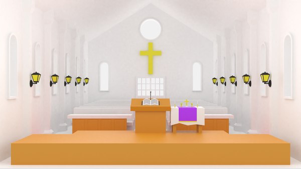 3D cartoon church interior - TurboSquid 1641307