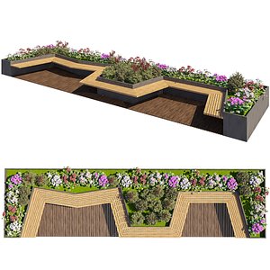 Modular Urban Garden Bench with Concrete Planters