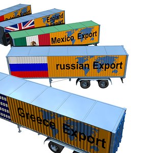 Semi-trailer truck, international export container carrier from 8 countries,