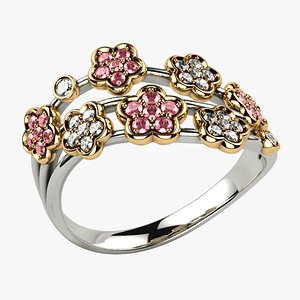 Sakura Flowers Gold Ring