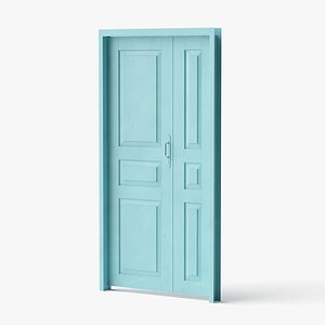 Low Poly Old Blind Interior Door PBR 3D model