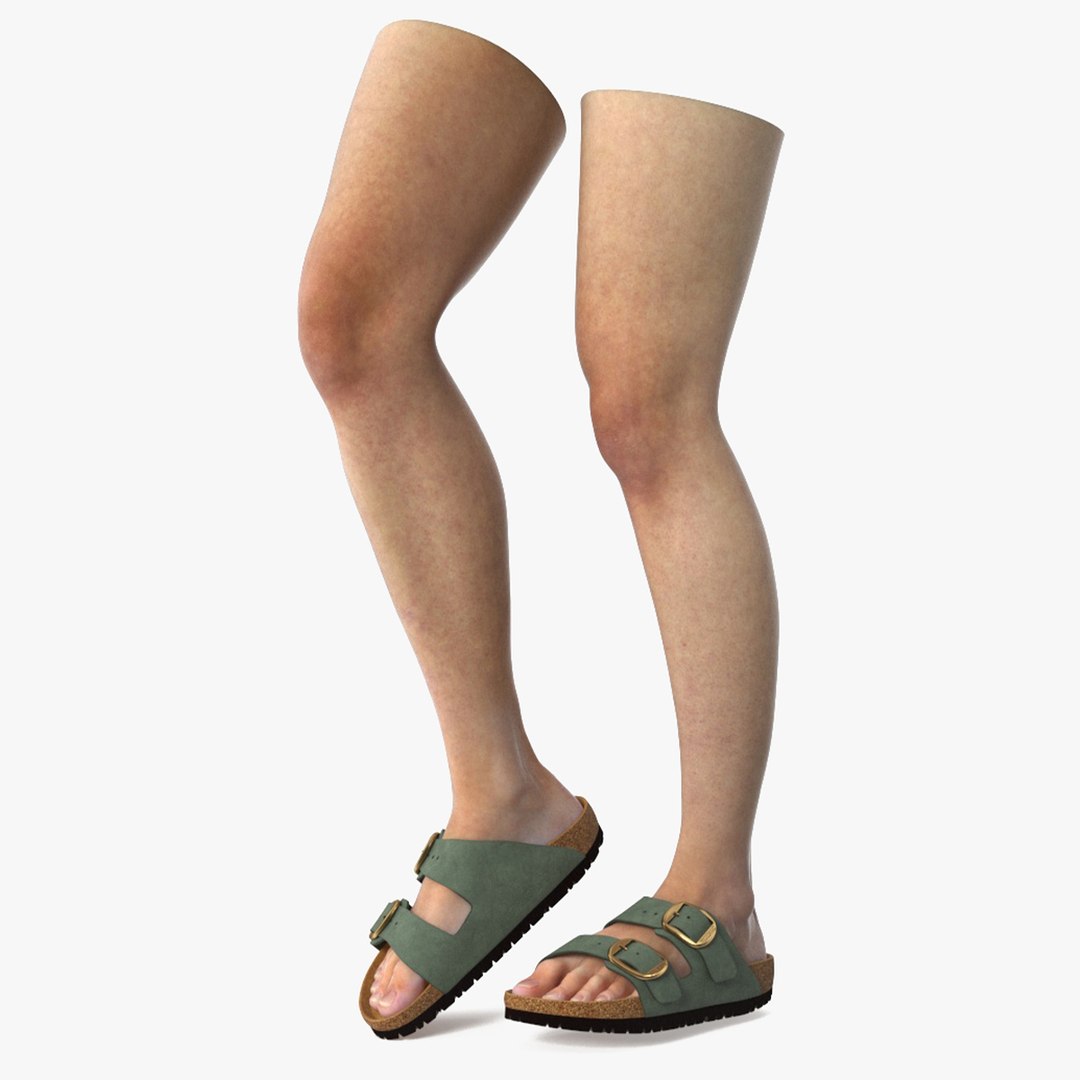 Female Legs in Flip-Flops 3D model preview
