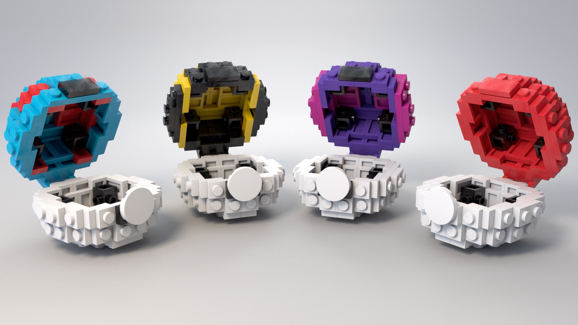 LEGO MOC Pixel Pokeball 4-Pack by ZTBricks