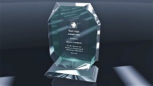 Diploma Diamond V award glass