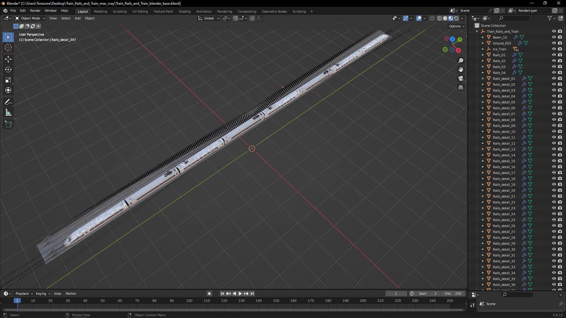 3D Train Rails And Train Model - TurboSquid 2337774