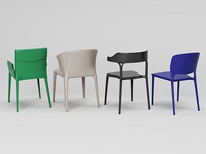 3D model Modern Minimalist Dining Chairs Armchairs Set