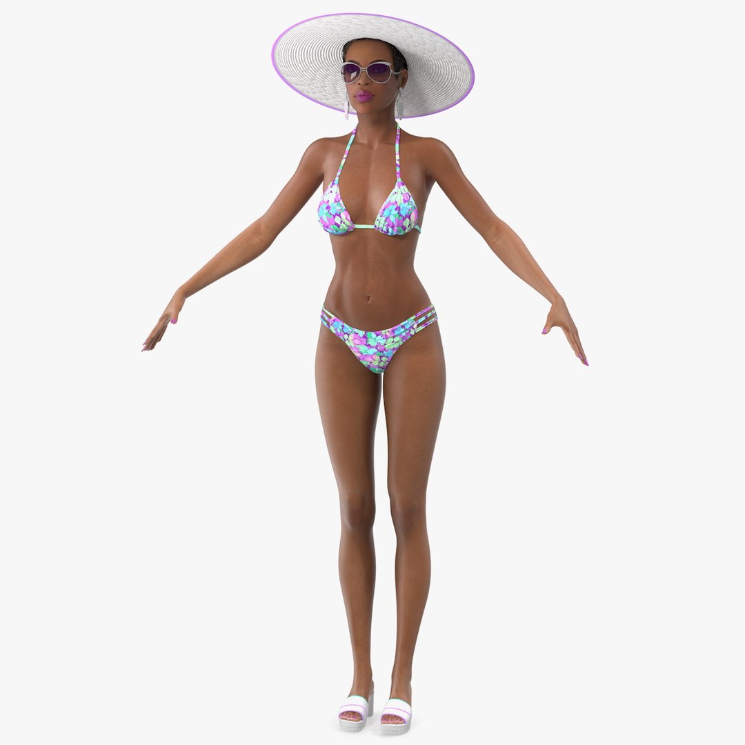 Light Skinned Bikini Woman T Pose 3D model preview