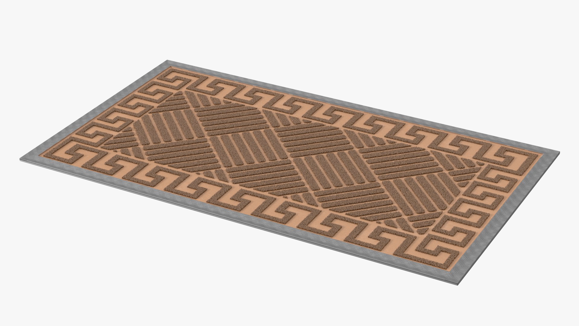 Meander Brown Rectangular Door Mats Fur 3D model preview