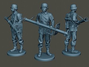 german soldier ww2 stand 3D