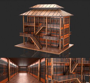 Medieval Fantasy House 09 with interior and exterior model