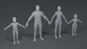 Human Body Base Mesh 3D Model Family Pack 3D model
