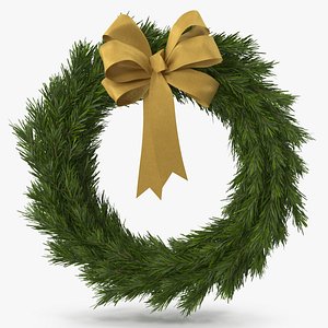 christmas wreath gold bow 3D