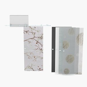 3D Sliding interior glass door - Full wall section model
