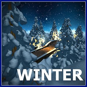 3d winter snow covered