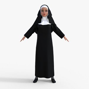 Cartoon Nun Woman Character 3D model