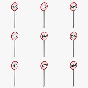 3D Speed Limit Road Sign Vol 2 model