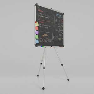 Customizable Metal Blackboard with Stand - Square Writing Board 3D