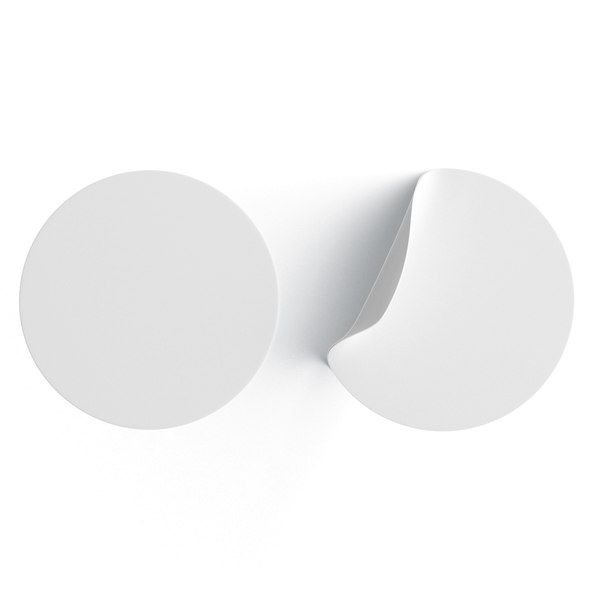 Two White Round Stickers - smooth and curved sticky labels Modelo 3D ...