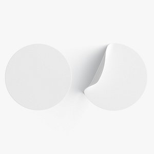 3D model Two White Round Stickers - smooth and curved sticky labels