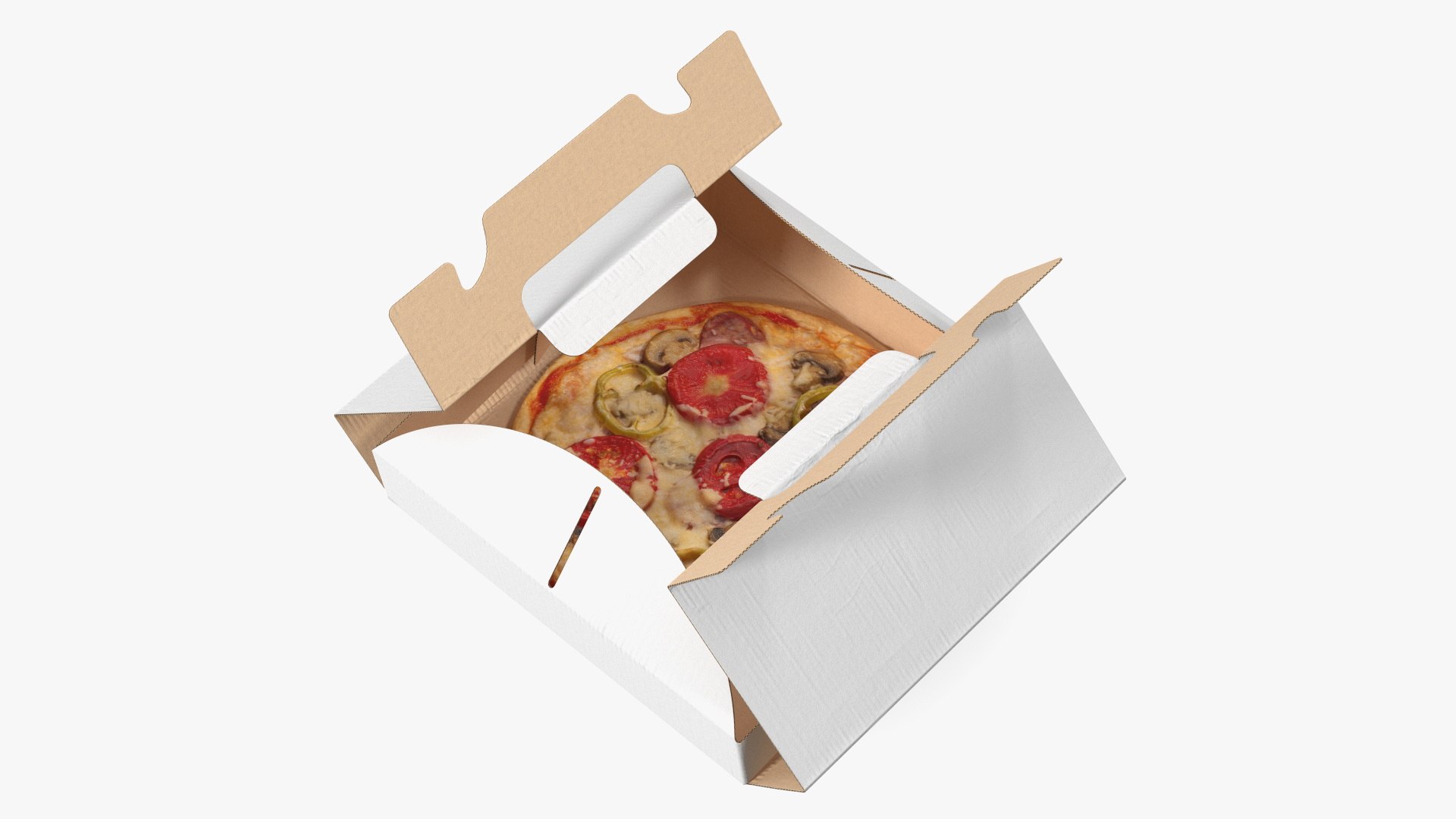 Carton Box with Pizza Open 3D model preview