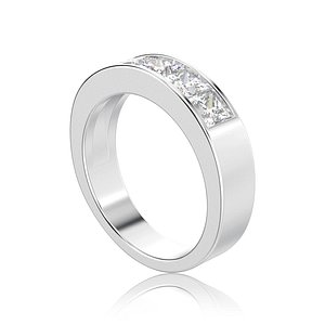 Channel ring with 5 princes cut gems