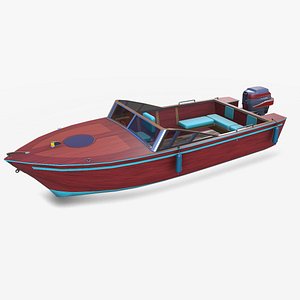 3D Old Vintage Speedboat Low-poly PBR model
