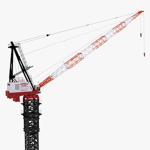 link-belt luffer crane rigged 3d model