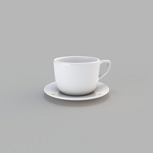 3D Cappuccino Cup 2 White model