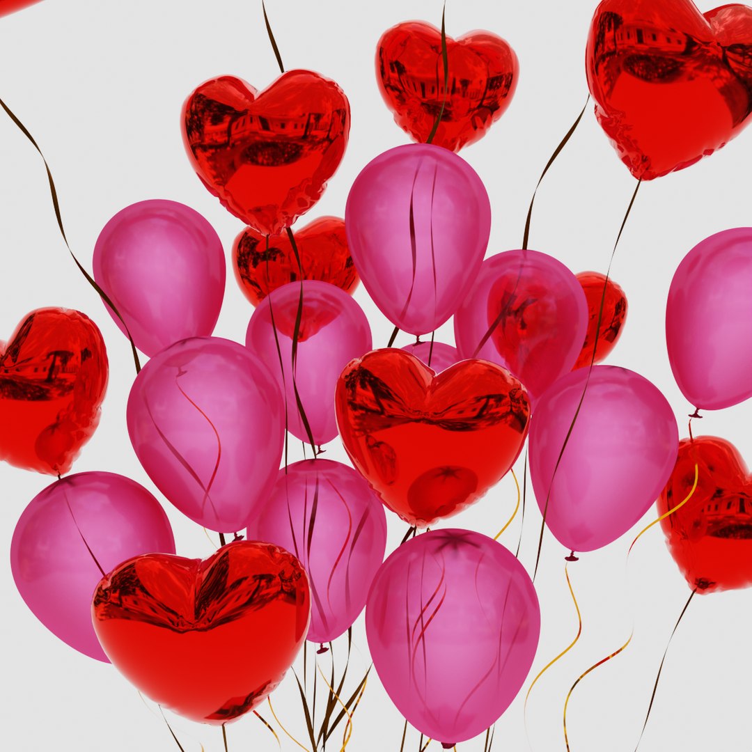 3D Valentines Gift Box With Balloons - TurboSquid 1847203