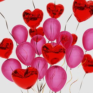 3D Valentines gift box with balloons