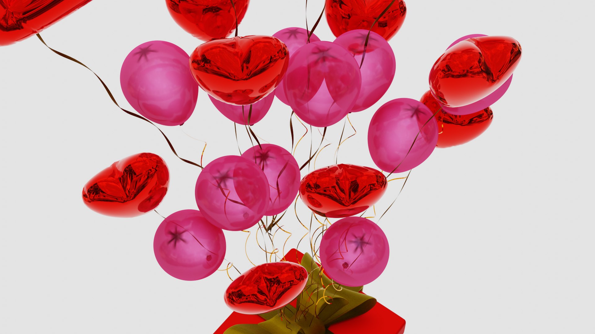 3D Valentines Gift Box With Balloons - TurboSquid 1847203