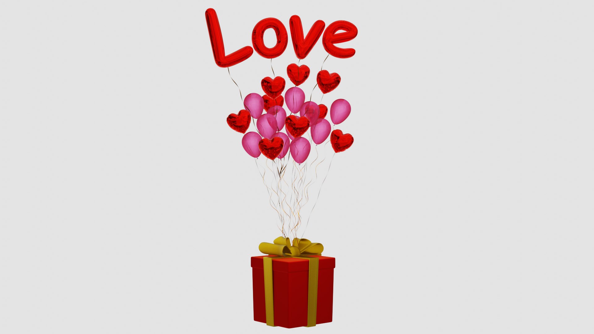 3D Valentines Gift Box With Balloons - TurboSquid 1847203
